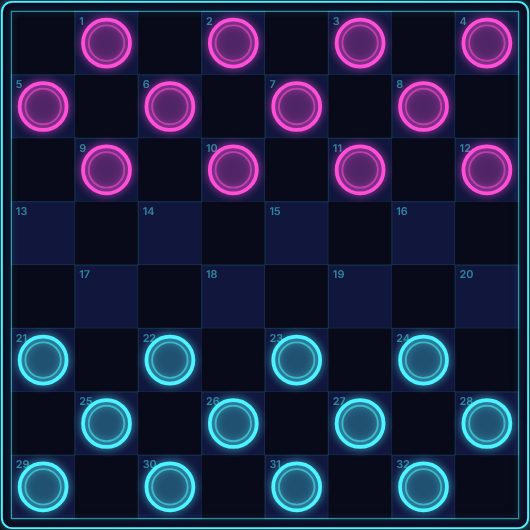 Checkers being played on Neon Game Cave