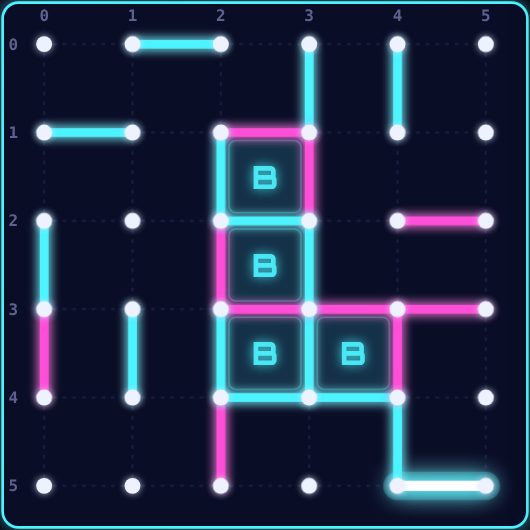 Dots and Boxes being played on Neon Game Cave