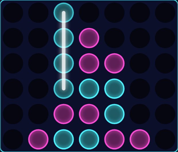 Four in a Row being played on Neon Game Cave