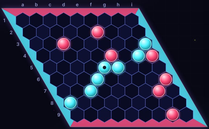 Hex being played on Neon Game Cave