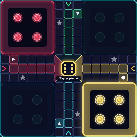Ludo being played on Neon Game Cave