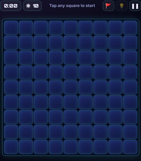 Minesweeper being played on Neon Game Cave