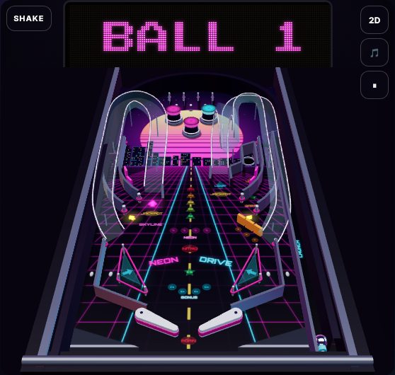 Pinball being played on Neon Game Cave