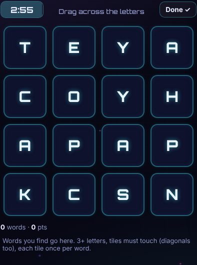Pipe Word being played on Neon Game Cave
