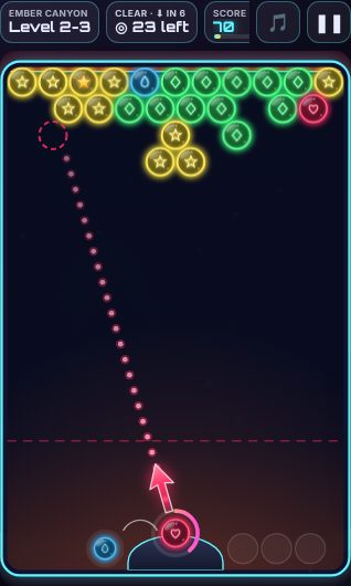 Pop Nova being played on Neon Game Cave