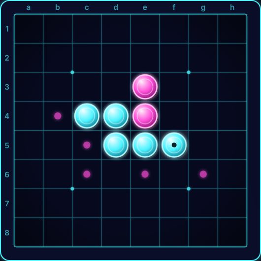 Reversi being played on Neon Game Cave
