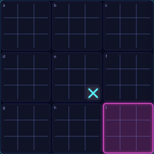 Ultimate Tic-Tac-Toe being played on Neon Game Cave